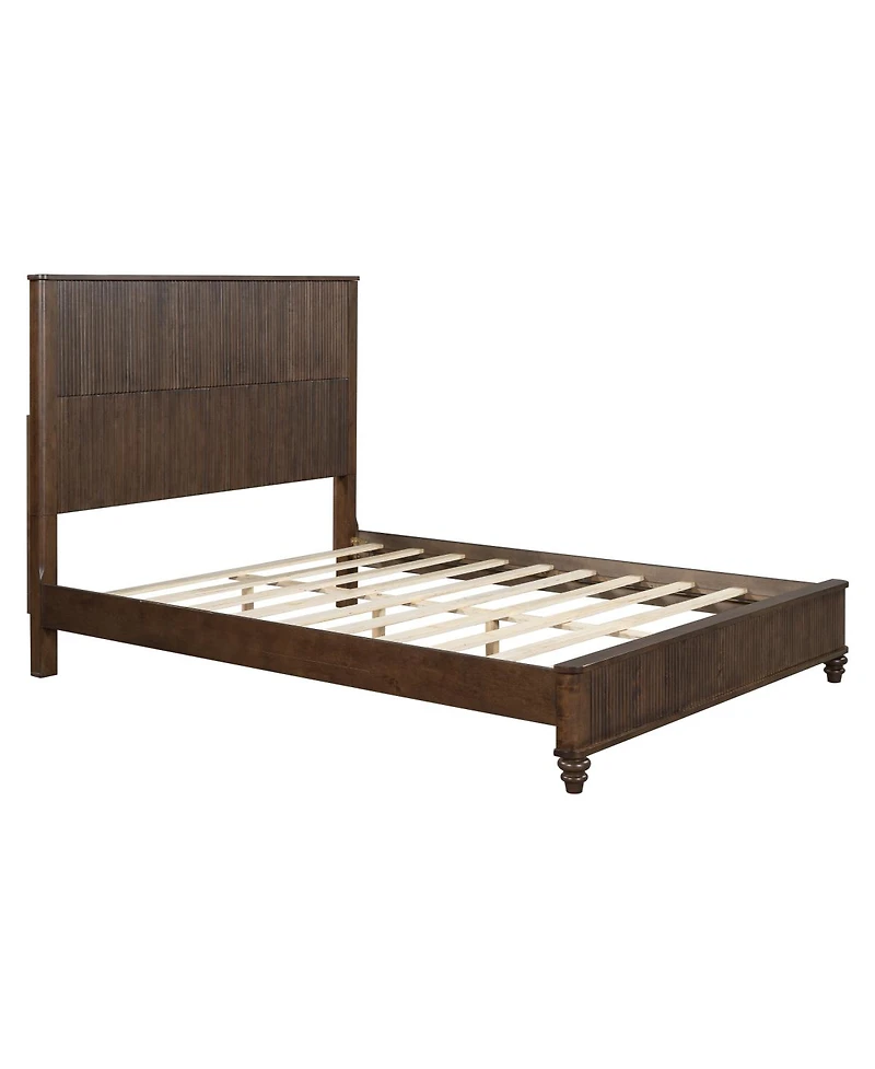 Streamdale Furniture solid Wood Platform Bed Frame with Tall Headboard
