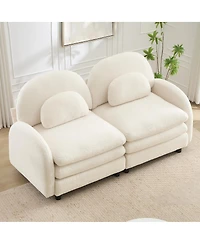 Streamdale Furniture Teddy Fabric Cloud-like 2-Seater Loveseat with Curved Back and Lumbar Pillows