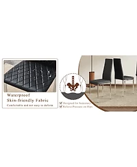 Streamdale Furniture Modern Style Dining Chairs Set of 4 Pu Leather with Silver Metal Legs