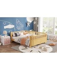 Streamdale Furniture Wood Platform Bed with Rails for Kids