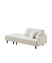 Streamdale Furniture Boucle Indoor Chaise Lounge Chair with Ottoman and 2 Throw Pillows