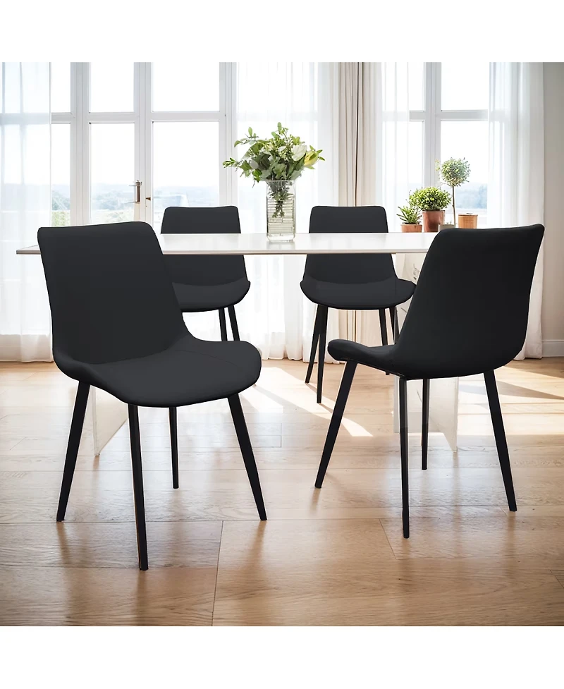 Streamdale Furniture Set of 2 Modern Pu Leather Dining Chairs with Metal Legs