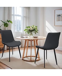 Streamdale Furniture Set of 2 Modern Pu Leather Dining Chairs with Metal Legs