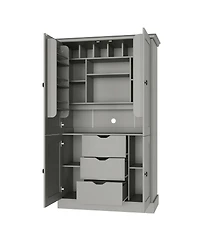 Streamdale Furniture Freestanding Kitchen Pantry Cabinet with 4 Doors 3 Drawers and Wine Racks