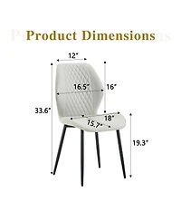 Streamdale Furniture Set of 4 Modern Diamond-Quilted Pu Dining Chairs with Metal Legs