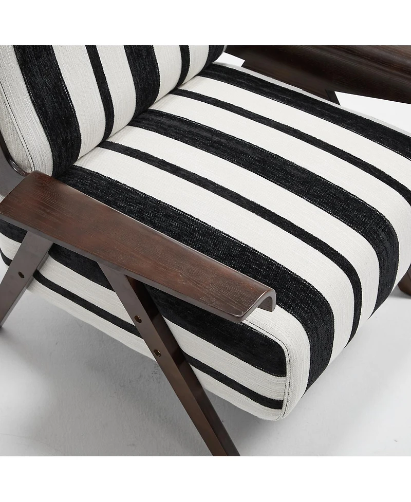 Streamdale Furniture Modern Striped Armchair with Solid Wood Legs (Set of 2