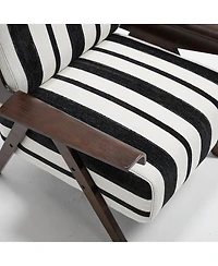 Streamdale Furniture Modern Striped Armchair with Solid Wood Legs (Set of 2