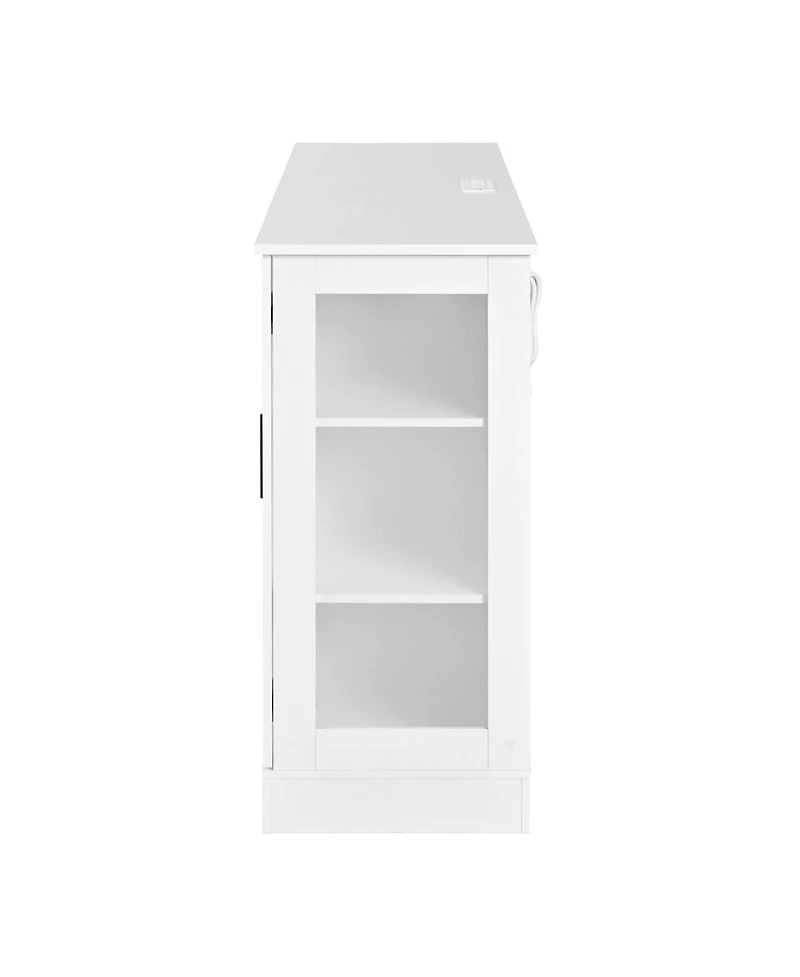Streamdale Furniture U-Style 58.3'' Modern Buffet Sideboard with 4 Doors 2 Drawers and Power Outlet
