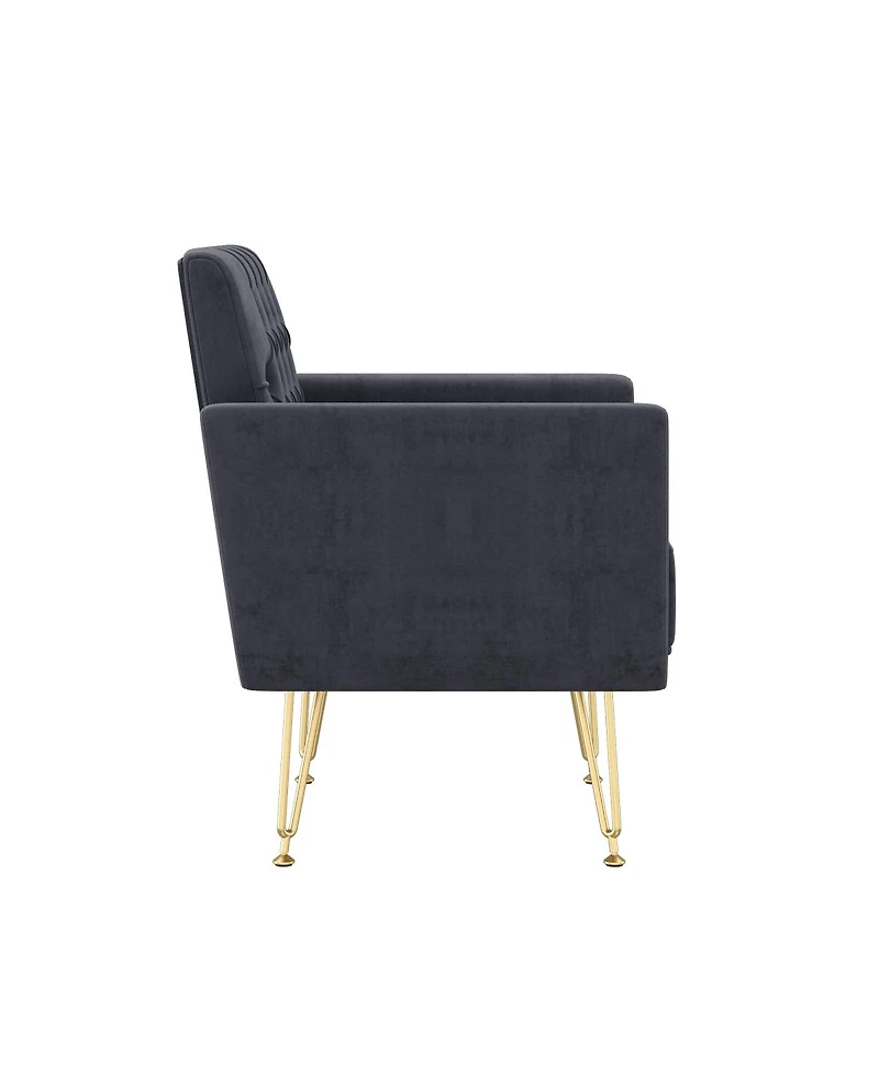 Streamdale Furniture Modern Tufted Velvet Armchair with Gold Metal Legs
