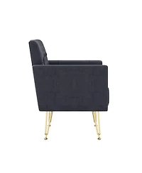 Streamdale Furniture Modern Tufted Velvet Armchair with Gold Metal Legs