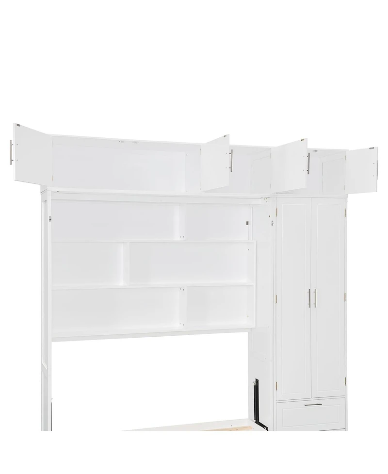 Streamdale Furniture Murphy Bed with Top Cabinet Shelves and Wardrobe