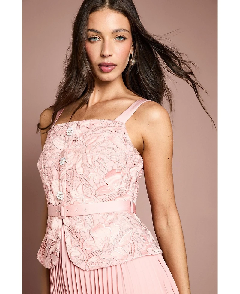 Coast Women's Lace Peplum Belted Midi Dress