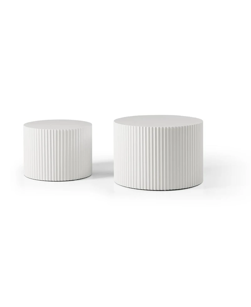 Streamdale Furniture Round Nesting Coffee Table Set of 2 Mdf for Living Room