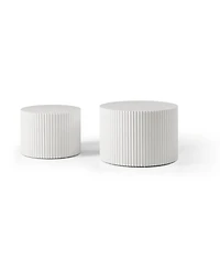 Streamdale Furniture Round Nesting Coffee Table Set of 2 Mdf for Living Room