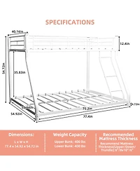 Streamdale Furniture Metal Over Full Bunk Bed - Durable Space-Saving