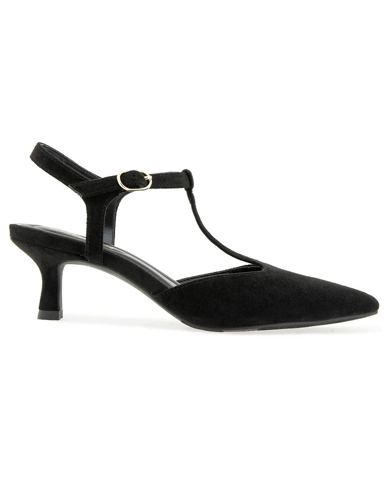 Kensie Women's Odessa Kitten Heel T-Strap Pump