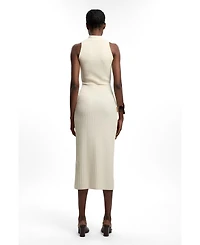 Karen Millen Women's Rib Knit Collard Midi Dress