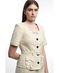 Karen Millen Women's Tweed Bow Midi Dress
