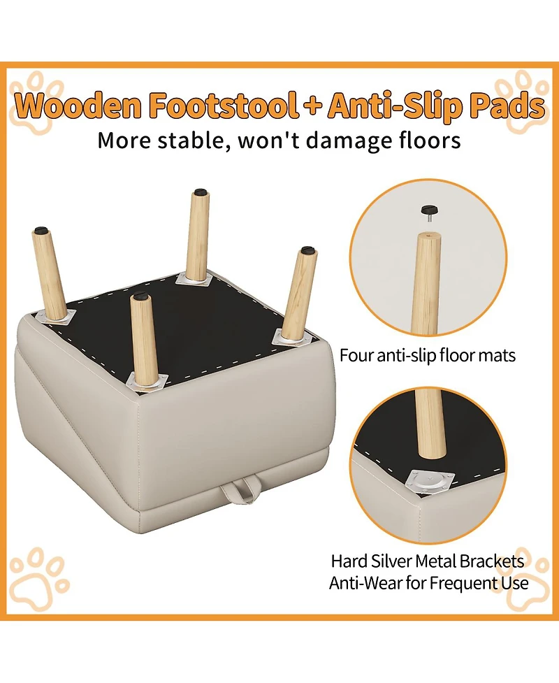 Streamdale Furniture Foldable 2-in-1 Wooden Pet Stairs for Small Dogs and Cats