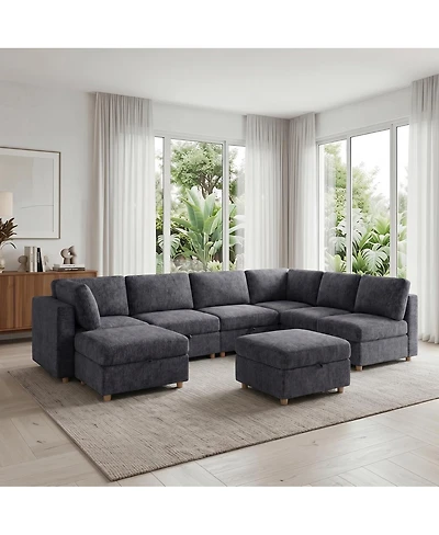 Streamdale Furniture Modular 8-Seater Convertible Sectional Sofa with Storage