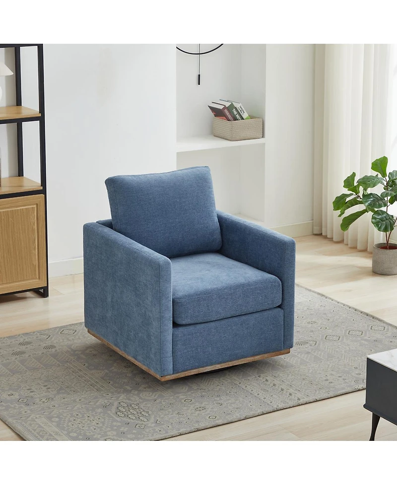 Streamdale Furniture 30.7''With Upholstered 360 Swivel Accent Chair with Weathered Wooden Base