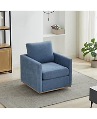 Streamdale Furniture 30.7''With Upholstered 360 Swivel Accent Chair with Weathered Wooden Base