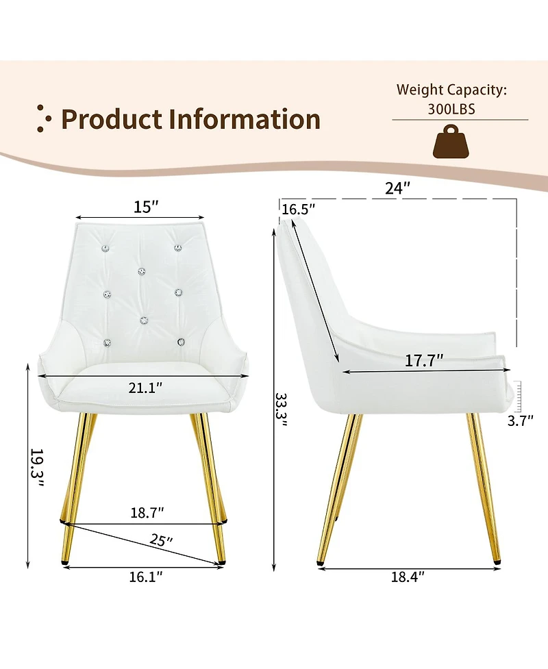 Streamdale Furniture Crocodile Pattern Pu Leather Accent Chairs with Golden Legs (Set of 2)