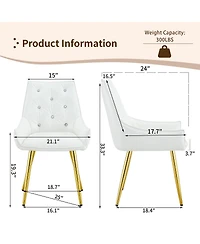 Streamdale Furniture Crocodile Pattern Pu Leather Accent Chairs with Golden Legs (Set of 2)
