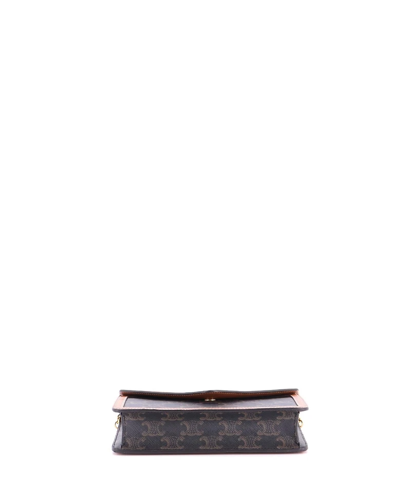 Pre-Owned Celine Triomphe Envelope Flap Wallet on Chain Triomphe Coated Canvas
