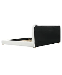 Streamdale Furniture Minimalist curved headboard teddy bear plush bed King Cream