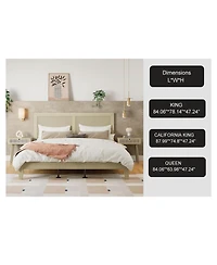 Streamdale Furniture Solid Wood Platform California King Bed With Rattan