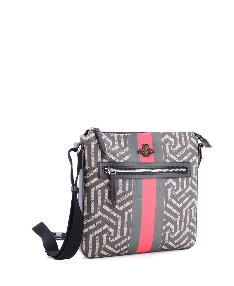 Pre-Owned Gucci Medium Front Zip Messenger Caleido Gg Coated Canvas