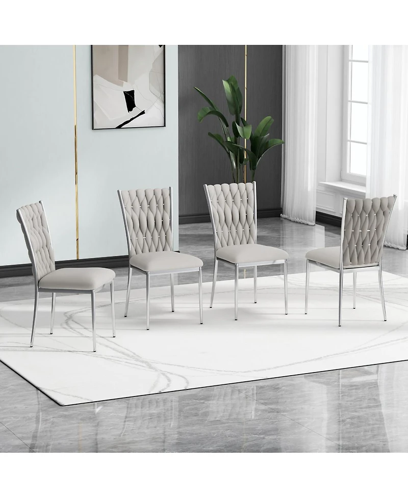 Streamdale Furniture Modern Velvet Dining Chairs with Metal Legs (Set of 4