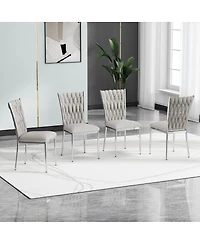 Streamdale Furniture Modern Velvet Dining Chairs with Metal Legs (Set of 4