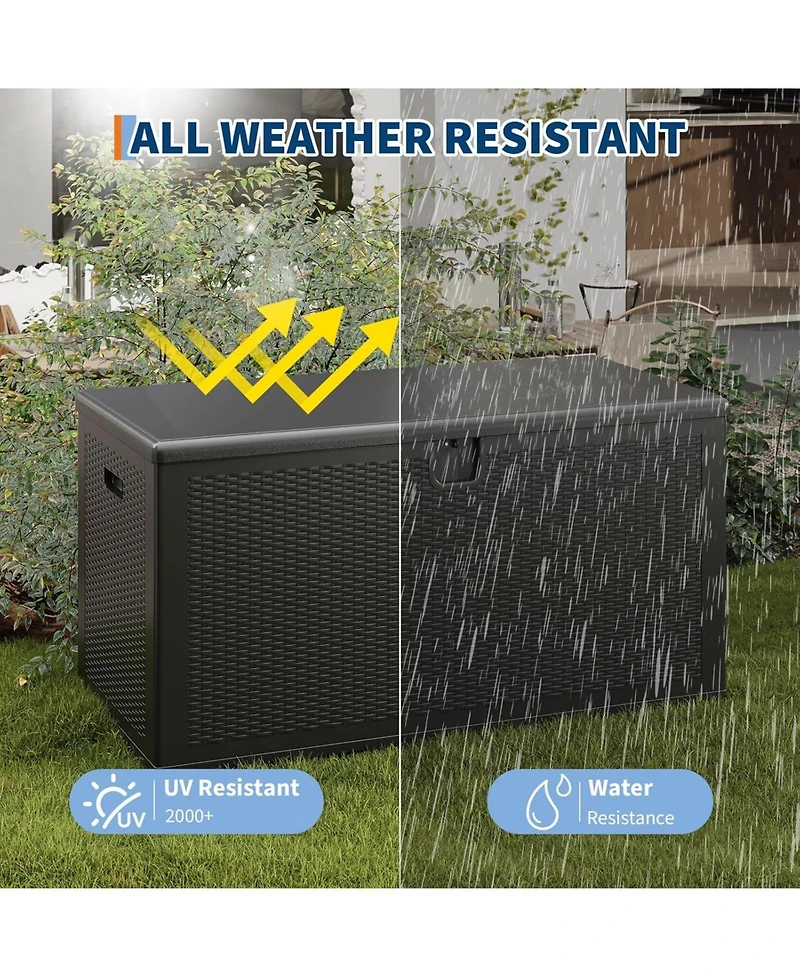 gaomon 150 Gallon Outdoor Storage Box, Large Resin Deck Box with Hydraulic Air Rod