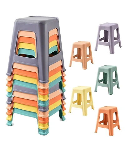 Streamdale Furniture 10-Pack 18.8'' Stackable Colorful Plastic Classroom Stools