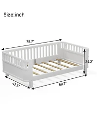 Streamdale Furniture Twin Size Wood Platform Bed with Rails for Kids