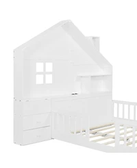 Streamdale Furniture House Bed with Storage Shelves and Usb Charging Port