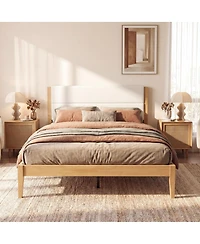 Streamdale Furniture Mid-Century Modern Upholstered King Platform Bed Wood