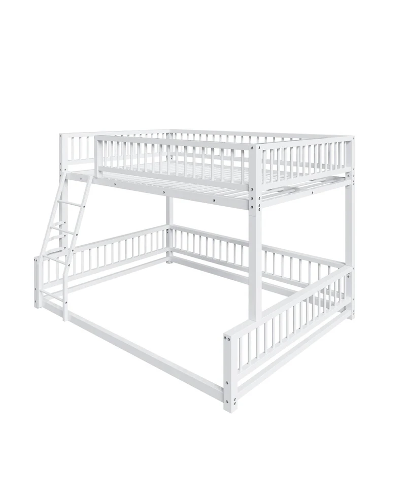 Streamdale Furniture Full Xl over Queen Floor Bunk Bed with Ladder and Guardrails