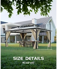 gaomon Hardtop Gazebo 12 x16 Feet for All Weather, Double Polycarbonate Sheets Roof, Aluminum Alloy Frame