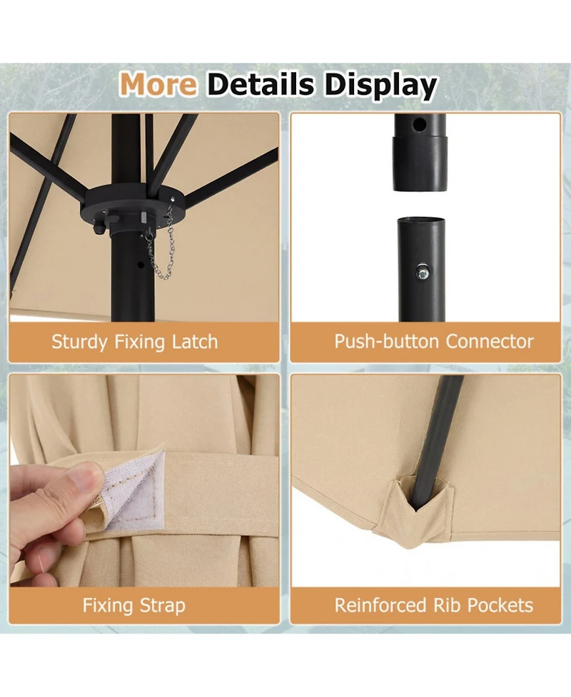Gouun 10 x 5.3 Feet Double-Sided Patio Umbrella with Push Button Tilt