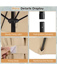 Gouun 10 x 5.3 Feet Double-Sided Patio Umbrella with Push Button Tilt