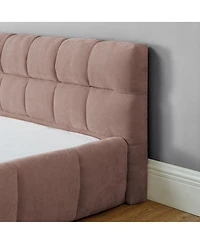 Streamdale Furniture Upholstered Chenille Platform Bed Frame with Headboard