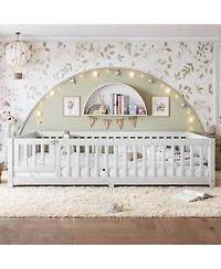 Streamdale Furniture Bed Floor Bed with Safety Guardrails and Door for Kids