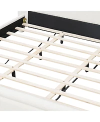 Streamdale Furniture Queen Size Upholstered Boucle Platform Bed with Curved Headboard