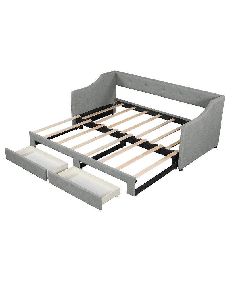 Streamdale Furniture to King Size Upholstered Daybed with Two Drawers