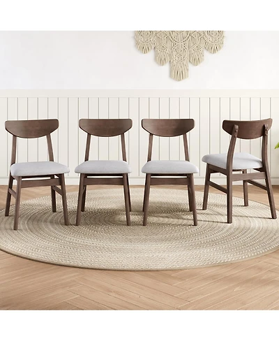 Streamdale Furniture 4-Piece Modern Scandinavian Dining Chairs Curved Wood and Fabric