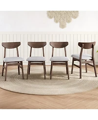 Streamdale Furniture 4-Piece Modern Scandinavian Dining Chairs Curved Wood and Fabric