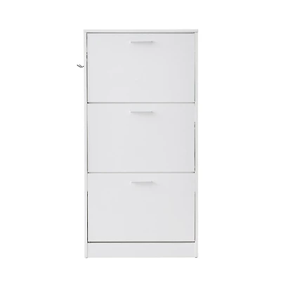 Sugift Slim Shoe Cabinet with 3 Flip Drawers, Freestanding Entryway Shoe Storage, 23.6 x 9.3 x 47.2 in